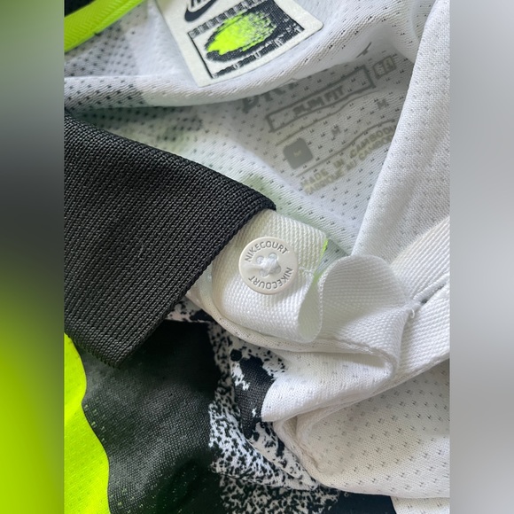 NEW MED Nike Challenge Court Neon Green Teal Splatter Retro Tennis Polo Agassi - Picture 4 of 8